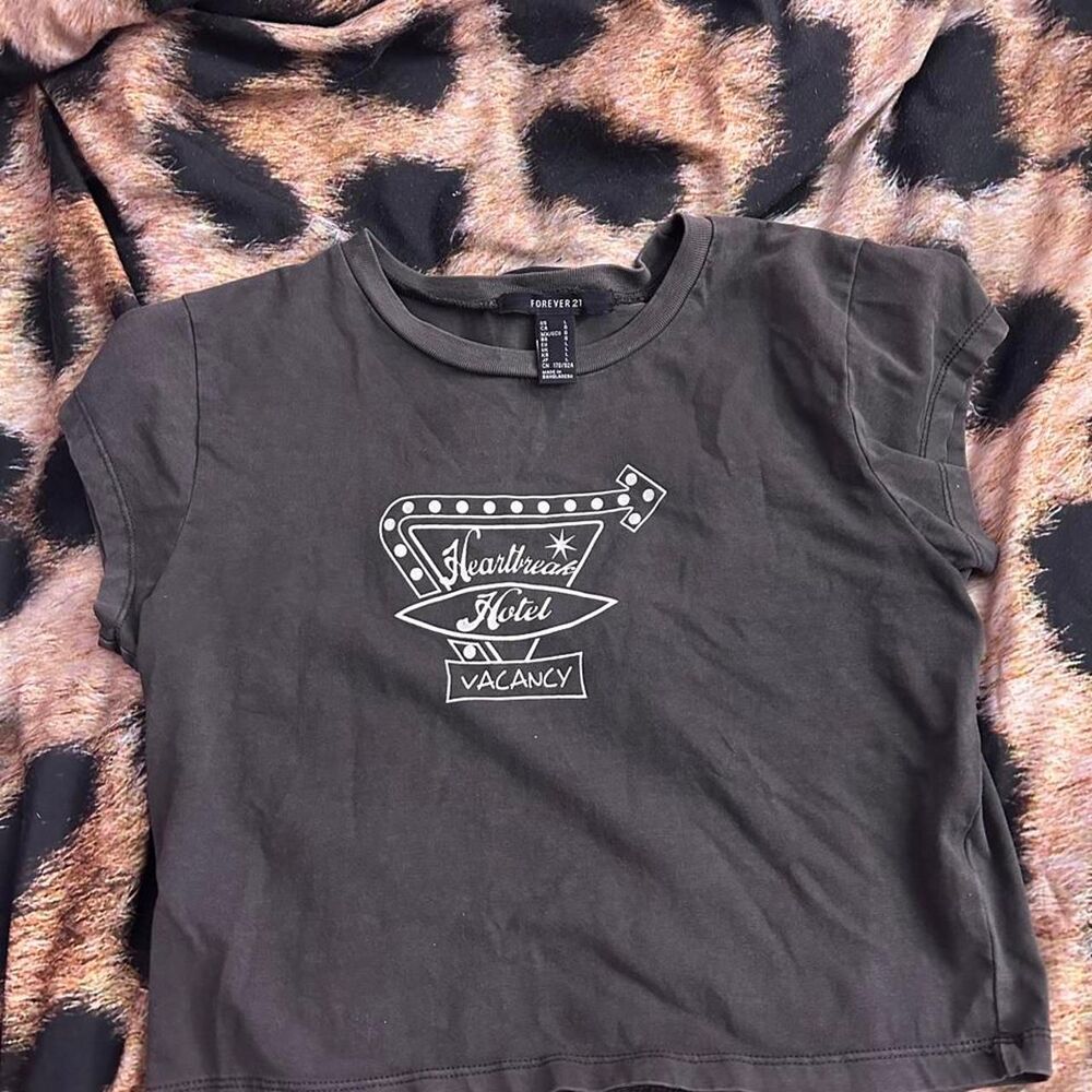 Forever-21 Women's Black and Grey T-shirt